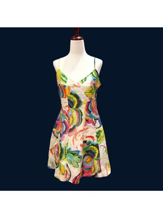 Ciebon Colorful Abstract Floral Mini Fit & Flare Dress Size Small Kentucky Derby - Picture 3 of 9
